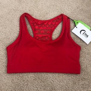NWT Zyia active sports bra, red. Removable cups, size small and large available